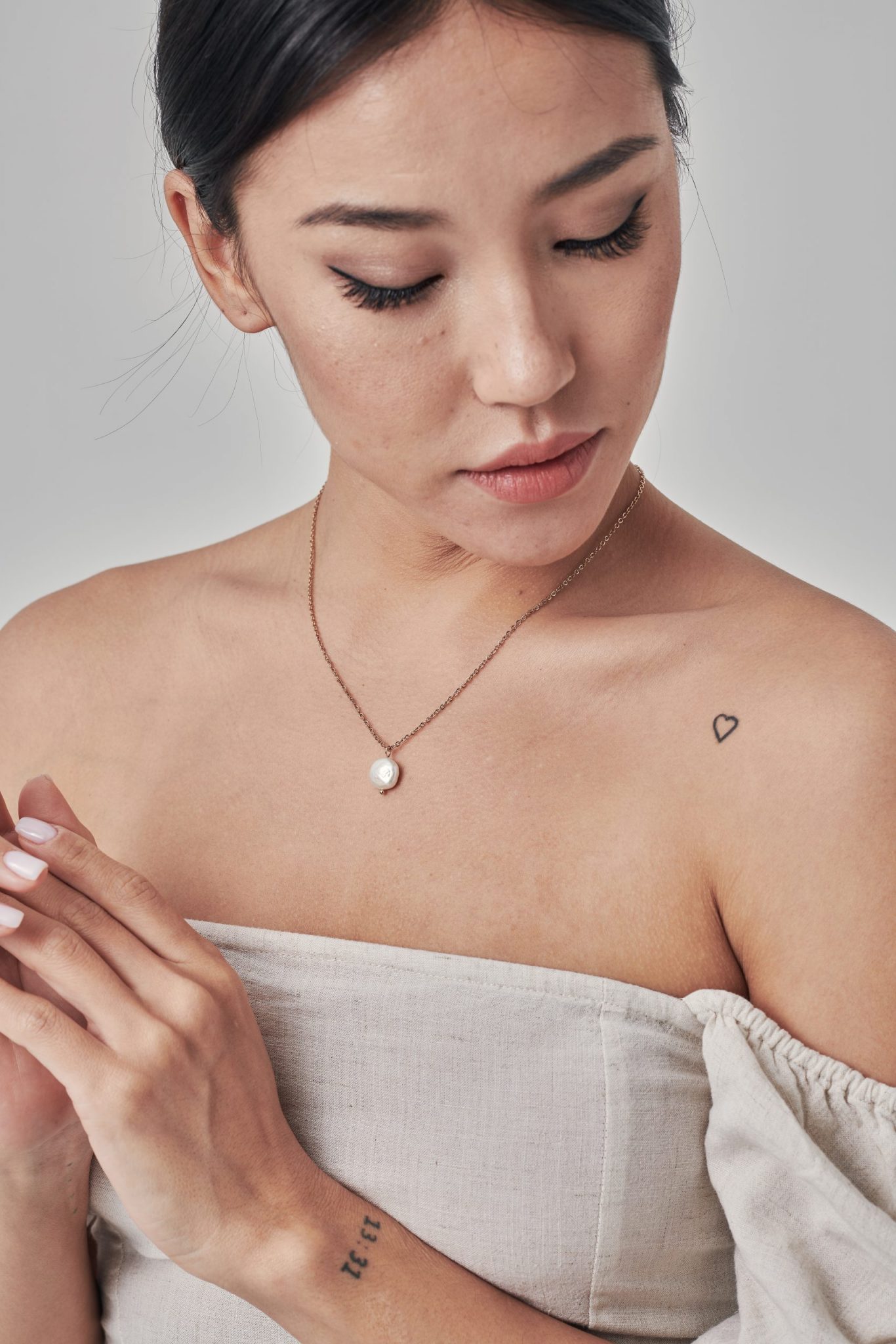 Everyday White Pearl Necklace Rose Gold ANTING by Camilla