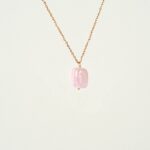 rose quartz natural stone pendant necklace minimalist tarnish resistant water resistant feminine chic jewellery malaysia