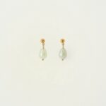 petite tea green natural stone earrings dainty gifts for her stone minimalist earrings