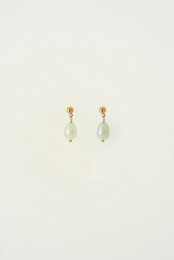 petite tea green natural stone earrings dainty gifts for her stone minimalist earrings